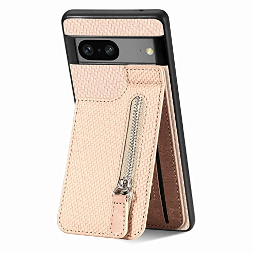 SIYOPINPFY Handyhülle für Google Pixel 8 Pro Hülle mit Kartenfach, Brieftasche Zipper Geldbörse Klappbarer Ständer Leder Hülle mit Kartenhalter Reißverschluss Hülle für Google Pixel 8 Pro Gold SDL von SIYOPINPFY