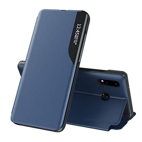 SIYOPINPFY Handyhülle für Huawei P30 Lite hülle, Etui für Frauen Männer Smart View Wallet Windows Case + PU Leder Ständer Klapphülle Stoßfest Schutzhülle für Huawei P30 Lite Blau QHC von SIYOPINPFY