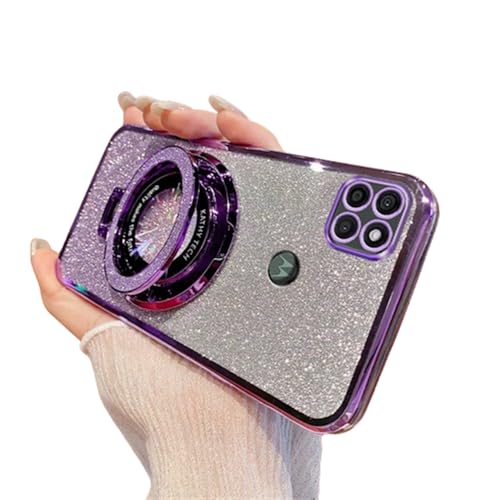 SIYOPINPFY Hülle für Motorola Moto G9 Power Hülle mit Ständer Ring Halter, Glitter Funkelnder Diamant Schutzhülle Silikon Dünn Stoßfest Kameraschutz Handyhülle für Motorola Moto G9 Power DS Violett von SIYOPINPFY