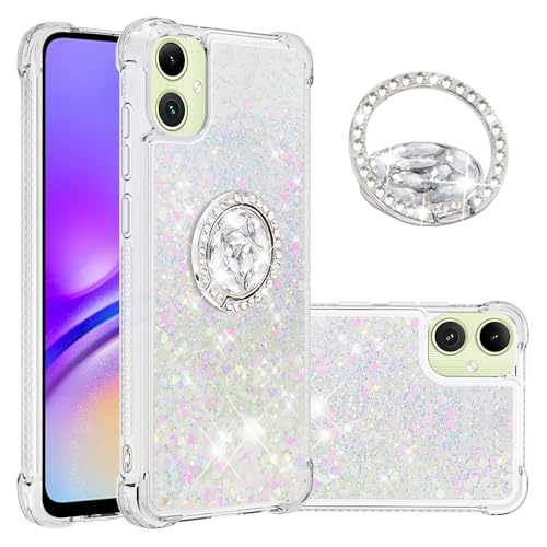 SIYOPINPFY Hülle für Samsung Galaxy A06 Hülle mit Ring Ständer, für Frauen Quicksand Flüssigkeit HandyHülle Transparent Silikon Treibsand Stoßfest Schutzhülle für Samsung Galaxy A06 Farben YBR von SIYOPINPFY