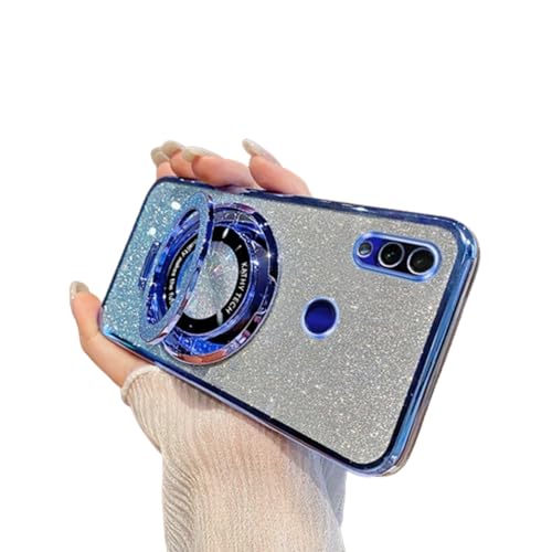 SIYOPINPFY Hülle für Xiaomi Redmi Note 7 Hülle mit Ständer Ring Halter, Glitter Funkelnder Diamant Schutzhülle Silikon Dünn Stoßfest Kameraschutz Handyhülle für Xiaomi Redmi Note 7, DS Blau von SIYOPINPFY