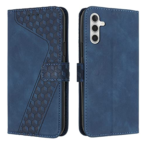 SIYOPINPFY Kompatibel mit Samsung Galaxy A35 5G Hülle, Premium Leder Tasche Handyhülle, Kartenfach Wallet Klappbar Schutzhülle, Flip Case Stoßfeste Klapphülle für Samsung Galaxy A35 5G HX4 Blau von SIYOPINPFY