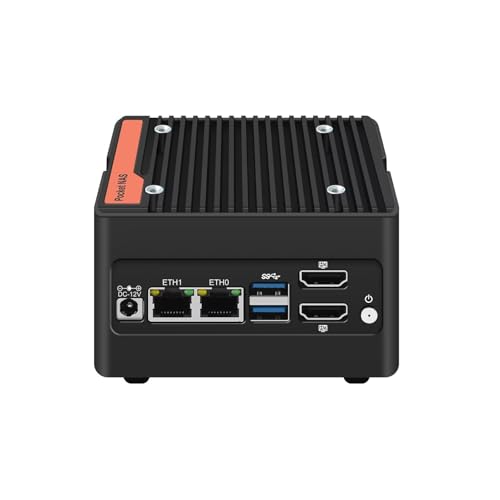 SJRC 4 Bay NAS Mini PC N200, 4 x NVMe Micro NAS Server for Desktop, 2 x i226-V 2.5GbE LAN Network Attached Storage with USB3.2, Support WiFi7/BT5.4, DDR5 8GB RAM 256GB SSD von SJRC