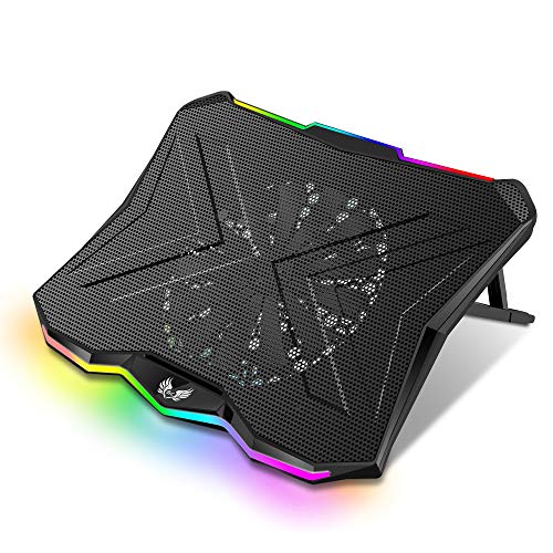 SK Notebook Laptop Rainbow RGB Kühler Gamer Ständer Kühlpad Unterlage Cooler für 9-18 Zoll/Lüfter / 5-7 Stufen Höhenverstellung/dünn & mobil (Rainbow) von SK Games