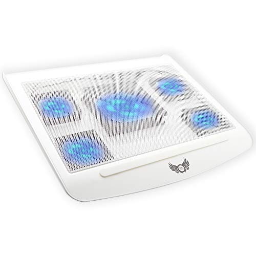SKGAMES Notebook Laptop Kühler Gamer Kühlpad Ständer Kühlmatte Cooler Cooling Pad Unterlage für 10-17 Zoll, 5 x LED Lüfter, Weiß von SK Games