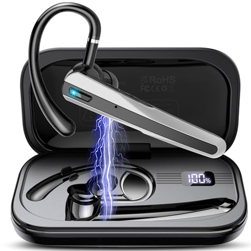 SKIUDCT V5.3 Bluetooth Headset, Headset Kabellos mit ENC Dual Mic, 120 Std Spielzeit In-Ear Headset mit LED-Ladebox, IPX7 Wasserdicht, Headset mit Mikrofon für Handy/Autofahrer/Geschäft von SKIUDCT