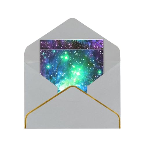 SKKNT Grußkarten mit Galaxie-Druck, vielseitig einsetzbar, blanko, mit Umschlägen, 11,4 x 15,2 cm, Grün / Blau / Lila von SKKNT