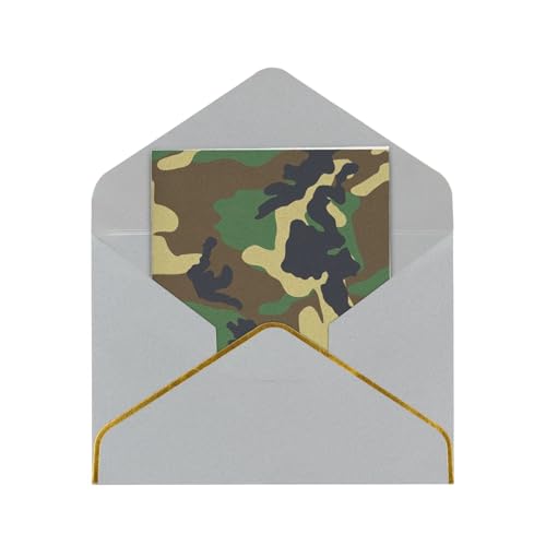 SKKNT Grußkarten mit Militär-Camouflage-Druck, vielseitig einsetzbar, blanko, mit Umschlägen, 11,4 x 15,2 cm, Grün von SKKNT