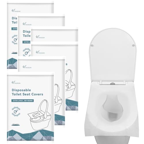 Einweg Toilettenauflagen - 60 Stück, Einzeln Verpackt, Spülbare WC-Sitzauflagen, Ideal für Öffentliche Toiletten und Reisen, Hygienische Toilettenpapier Pads für Hotels von SKRORS