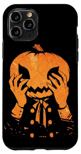 Hülle für iPhone 11 Pro Gruseliger orangefarbener Halloween-Kürbis-Clown-Silhouette-Kürbis von SKULIJI Funny Spooky Pumpkin Halloween Graphics