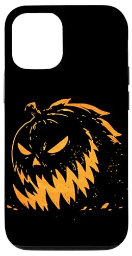 Hülle für iPhone 12/12 Pro Gruseliges orangefarbenes Halloween-Kürbis-Silhouette-Kürbisgesicht von SKULIJI Funny Spooky Pumpkin Halloween Graphics