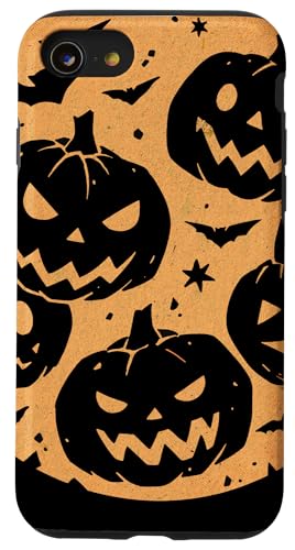 Hülle für iPhone SE (2020) / 7 / 8 Gruselige Halloween Fledermäuse und Kürbisse Veggie Silhouette Kürbis von SKULIJI Funny Spooky Pumpkin Halloween Graphics