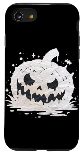 Hülle für iPhone SE (2020) / 7 / 8 Gruseliger Halloween-Kürbis-Gesicht-Silhouette, weißer Gemüse-Kürbis von SKULIJI Funny Spooky Pumpkin Halloween Graphics