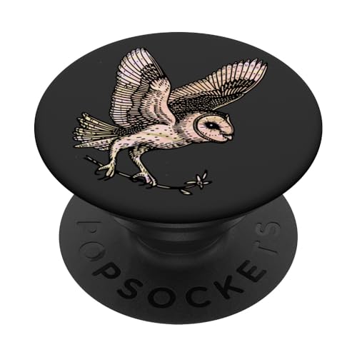 Fliegende Eule mit nächtlichem Greifvogelmotiv im Retro-Stil mit floraler Ästhetik PopSockets mit austauschbarem PopGrip von SKULIJI Nocturnal Birds Of Prey Owl Raptor Designs