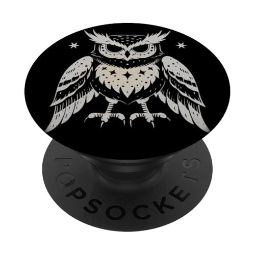 Niedliche Vintage-ästhetische nachtaktive Boho-Eule PopSockets mit austauschbarem PopGrip von SKULIJI Nocturnal Birds Of Prey Owl Raptor Designs