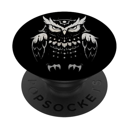 Niedliches nachtaktives Vogel-Design, Retro, ästhetisch, Boho, graue Eule PopSockets mit austauschbarem PopGrip von SKULIJI Nocturnal Birds Of Prey Owl Raptor Designs