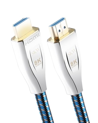 HDMI-Kabel 2.1 5m, 8K Ultra High Speed HDMI-Kabel, geflochtenes Kabel, HDMI-Kabel 48 Gbit/s (8K @ 60Hz 7680 x 4320, 4K @ 120Hz) unterstützt Dynamic HDR 10 eARC 3D, Dolby Atmos kompatibel mit Roku von SKW