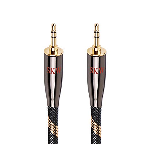 SKW Audiophiles AUX Kabel, 3.5mm Klinkenkabel mit 6mm Stereo Audiokabel für Subwoofer, Heimkino und mehr (1.5M, Schwarz) von SKW