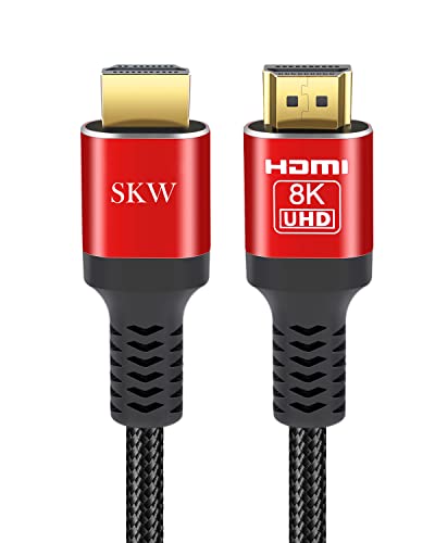 SKW HDMI 2.1 Kabel 2m, 8K & 4K 48 Gbit/s Ultra High Speed Kabel unterstützt 8K @ 60Hz, 4K @ 120Hz 144Hz, DTS:X, HDCP 2.2 & 2.3, eARC, HDR 10 kompatibel mit TV Monitor Xbox PS5/4 von SKW