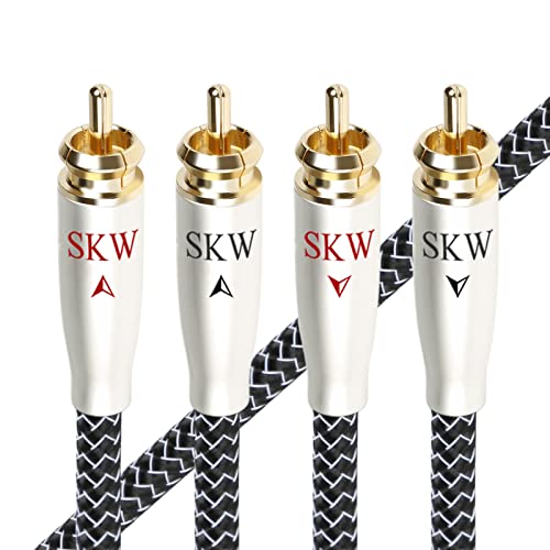 SKW High End Cinch Audio Kabel, Kupfer und Silberlitzendrähte 2 x Cinch zu 2 x Cinch Kabel/RCA Kabel kompatibel für CD, Verstärker, Decoder - 2M von SKW