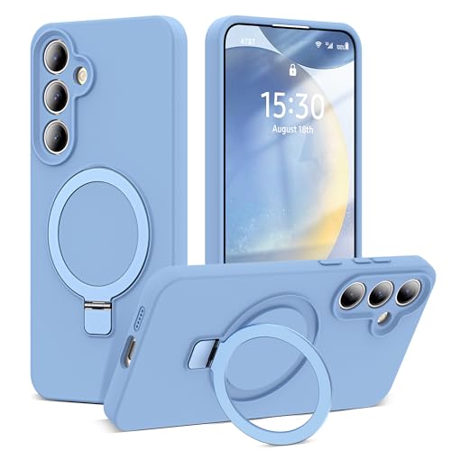 SKYLMW Kompatibel mit Samsung Galaxy S23 Ultra Hülle mit Magnetischem Unsichtbarem Ringständer, Kompatibel mit Mag-Safe, Militärischer Fallschutz Silikon S23 Ultra Handyhülle für Damen Herren, Blau von SKYLMW