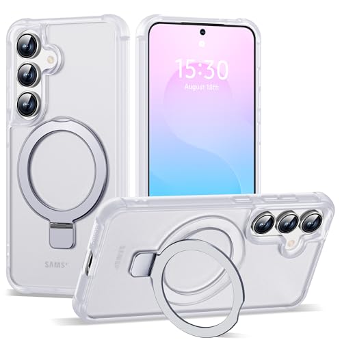 SKYLMW Kompatibel mit Samsung Galaxy S24 Hülle und Samsung Galaxy S25 Hülle mit magnetischem Ringständer, durchscheinende Handyhülle für S24 & S25 15,7 cm (6,2 Zoll), kompatibel mit Mag-Safe), von SKYLMW