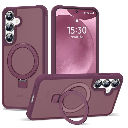 SKYLMW Kompatibel mit Samsung Galaxy S24 Plus Hülle und Samsung Galaxy S2025 Plus Hülle mit magnetischem Ringständer, durchscheinende Handyhülle für S24+ & S2025+ 6,7 Zoll [kompatibel mit Mag-Safe], von SKYLMW