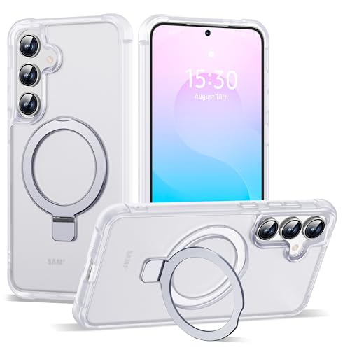 SKYLMW Kompatibel mit Samsung Galaxy S24 Plus Hülle und Samsung Galaxy S25 Plus Hülle mit magnetischem Ringständer, durchscheinende Handyhülle für S24+ & S25+ 17 cm (6,7 Zoll), kompatibel mit von SKYLMW