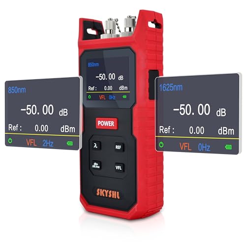 SKYSHL 800nm~1700nm / -50dBm~+26dBm OPM Optisches Leistungsmessgerät Optical Fiber Power Meter mit 10km 650nm VFL Kompatibel mit SC+FC+ST+LC UPC-SS101PVC3 von SKYSHL