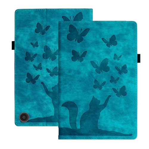 SLLMYYX Schutzhülle für Kindle Fire HD 10 Tablet (13. Generation, Version 2023), Schmetterlingskatze Slim Folio Stand Cover für Fire Tablet 10 2023 (Hellblau) von SLLMYYX