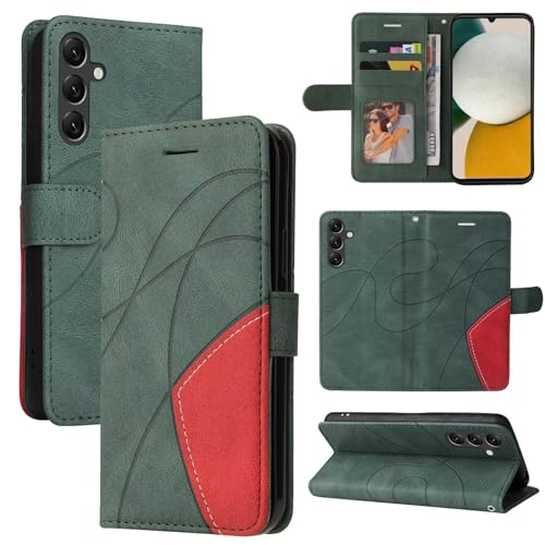 SLWYF Handyhülle Kompatibel mit Samsung Galaxy S24 Hülle,Samsung Galaxy S24 Hülle Leder,Etui Flip Handytasche Schutzhülle für Samsung Galaxy S24, Grün von SLWYF