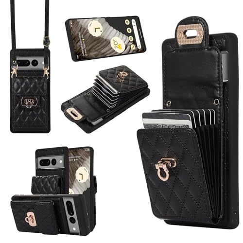 SLWYF Handyhülle für Google Pixel 7 Hülle mit Band, Leder Handykette Case mit Kartenhalter, Magnetische Hülle Handyhülle Klapphülle, Schutzhülle Handytasche, Schwarz SLWYF Handyhülle für Google Pixel 7 Hülle mit Band, Leder Handykette Case mit Kartenhalter, Magnetische Hülle Handyhülle Klapphülle, Schutzhülle Handytasche, Schwarz von SLWYF