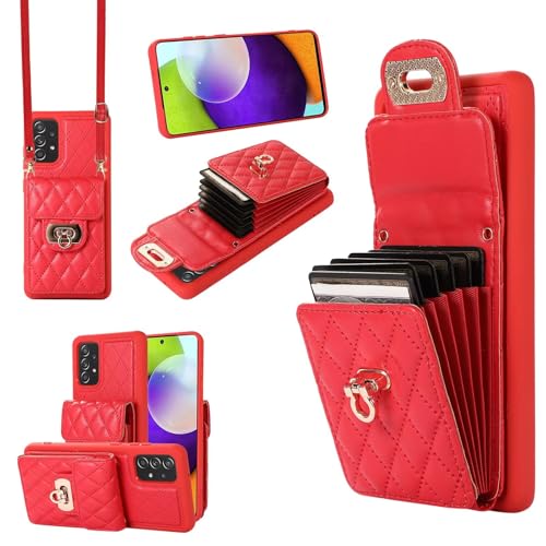 SLWYF Handyhülle für Samsung Galaxy A52/A52 5G/A52S Hülle mit Band, Leder Handykette Case mit Kartenhalter, Magnetische Hülle Handyhülle Klapphülle, Schutzhülle Handytasche, Rot SLWYF Handyhülle für Samsung Galaxy A52/A52 5G/A52S Hülle mit Band, Leder Handykette Case mit Kartenhalter, Magnetische Hülle Handyhülle Klapphülle, Schutzhülle Handytasche, Rot von SLWYF