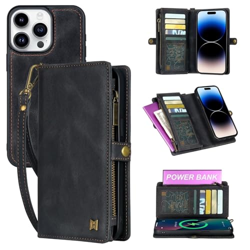 SLWYF Handyhülle für Samsung Galaxy Note9 [Abnehmbar] 2-IN-1 Magnet Handyhülle [Kabellos Laden] [Kartenfach] Klapphülle Case Kompatibel mit Samsung Galaxy Note9, Schwarz von SLWYF