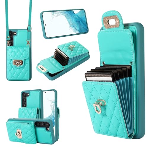 SLWYF Handyhülle für Samsung Galaxy S23 Plus Hülle mit Band, Leder Handykette Case mit Kartenhalter, Magnetische Hülle Handyhülle Klapphülle, Schutzhülle Handytasche, Grün SLWYF Handyhülle für Samsung Galaxy S23 Plus Hülle mit Band, Leder Handykette Case mit Kartenhalter, Magnetische Hülle Handyhülle Klapphülle, Schutzhülle Handytasche, Grün von SLWYF