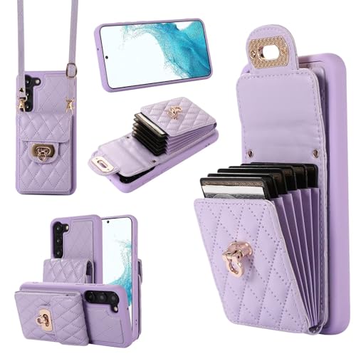 SLWYF Handyhülle für Samsung Galaxy S23 Plus Hülle mit Band, Leder Handykette Case mit Kartenhalter, Magnetische Hülle Handyhülle Klapphülle, Schutzhülle Handytasche, Violett SLWYF Handyhülle für Samsung Galaxy S23 Plus Hülle mit Band, Leder Handykette Case mit Kartenhalter, Magnetische Hülle Handyhülle Klapphülle, Schutzhülle Handytasche, Violett von SLWYF