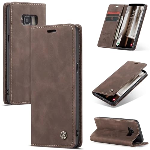 SLWYF Handyhülle für Samsung Galaxy S8 Hülle, PU Leder Flip Tasche Klappbar Magnet Wallet Lederhülle, Silikon Bumper Klapphülle Case mit Kartenfäch für Samsung Galaxy S8, Kaffee SLWYF Handyhülle für Samsung Galaxy S8 Hülle, PU Leder Flip Tasche Klappbar Magnet Wallet Lederhülle, Silikon Bumper Klapphülle Case mit Kartenfäch für Samsung Galaxy S8, Kaffee von SLWYF