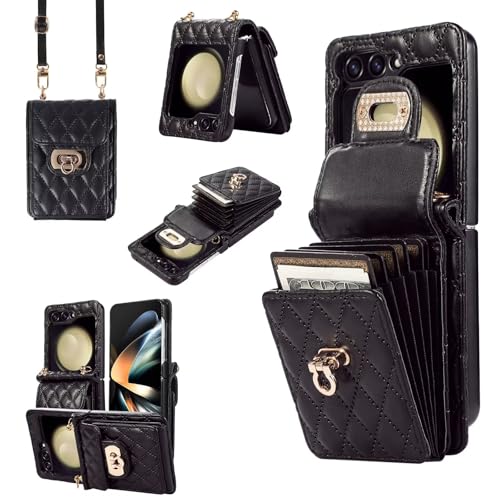 SLWYF Handyhülle für Samsung Galaxy Z Flip5 Hülle mit Band, Leder Handykette Case mit Kartenhalter, Magnetische Hülle Handyhülle Klapphülle, Schutzhülle Handytasche, Schwarz SLWYF Handyhülle für Samsung Galaxy Z Flip5 Hülle mit Band, Leder Handykette Case mit Kartenhalter, Magnetische Hülle Handyhülle Klapphülle, Schutzhülle Handytasche, Schwarz von SLWYF