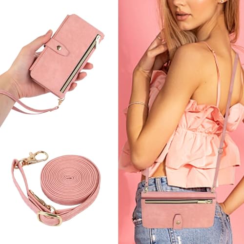 SLWYF Handyhülle für Samsung Galaxy Z Flip6 Hülle, Retro Reißverschluss Hülle PU Leder Klapphülle Magnetverschluss mit Trageband 9 Kartenfach Standfunktion Geldbörse Schutzhülle - Pink SLWYF Handyhülle für Samsung Galaxy Z Flip6 Hülle, Retro Reißverschluss Hülle PU Leder Klapphülle Magnetverschluss mit Trageband 9 Kartenfach Standfunktion Geldbörse Schutzhülle - Pink von SLWYF