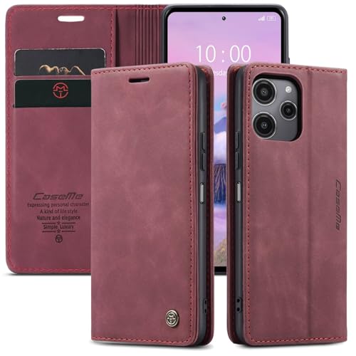 SLWYF Hülle für Xiaomi 14 Ultra Hülle,PU Leder Flip Tasche Klappbar Magnet Wallet Lederhülle, Silikon Bumper Klapphülle Case mit Kartenfäch für Xiaomi 14 Ultra, Rot von SLWYF