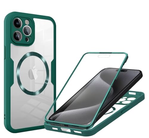 SLWYF Kompatibel mit iPhone 12 Pro Max Hülle, 360 Grad vollschutz Handyhülle Rugged Schutzhülle mit eingebautem Displayschutz, Stoßfest Kratzfest Magnetisch Handyhülle Case, Grün von SLWYF