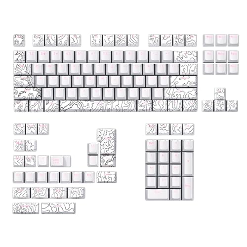 SLXLYH 135 Tasten Doppelschüsse, Höhenlinie, Hintergrundbeleuchtete Tastenkappen für mechanische Tastatur, Tastenkappen-Set, dicke Tastenkappe, verschleißfest von SLXLYH