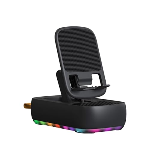 Handy-Ständer mit kabellosem Lautsprecher und tragbarem Ladegerät und buntem LED-RGB-Blitzlicht, HD-Stereo-Surround-Sound, cooles Gadget für Ihren Ehemann, Ihn, Ehefrau von SMADOM