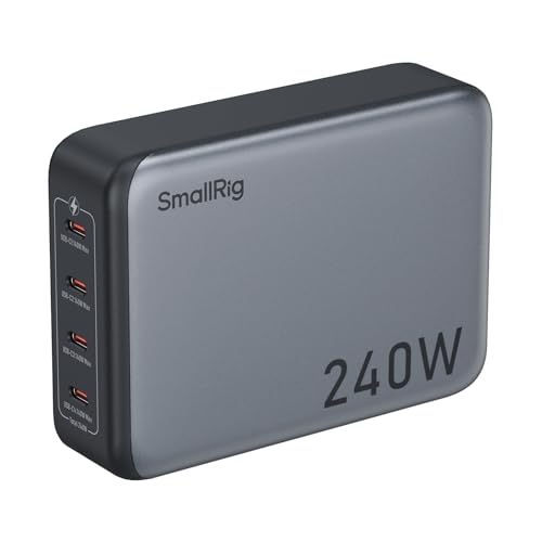 SMALLRIG 240W USB-C Ladegerät, 4-Port PD3.1 GaN Schnell Faltbares Ladegerät für MacBook Pro/Air PPS Wandladegerät Netzteil für iPad, V-Mount Batterie, NP-F970 Batterie, Laptop, Kamera - 4752 von SMALLRIG