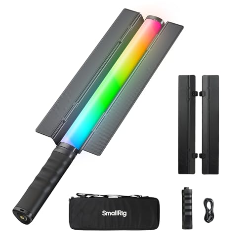 SMALLRIG RT25 RGB-Leuchtstoffröhren-Set, 25W RGBWW Led Leuchtstab, IP54 wasserdicht, Hand-Lichtleiste, CRI96+, TLCI98+, 2500–10000K, für Fotografie, mit 45-Wh-Akku, Griff und Torblende 4342 von SMALLRIG