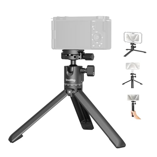 SMALLRIG Tragbares Mini-Tischstativ, Kompaktes Kleines Tischstativ aus Aluminiumlegierung mit 360°-Kugelkopf, 1/4-Zoll-Schrauben, Schnellwechselplatte für DSLR, Kamera, Telefon, 5 kg Tragkraft - 4630 von SMALLRIG