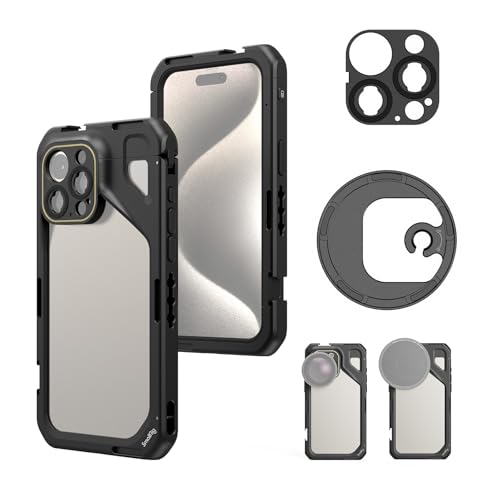 SmallRig Phone Cage für iPhone 15 Pro Max, Videoplattform-Stabilisator für Handy, Videokäfig, Smartphone-Gehäuse aus Aluminiumlegierung, für Videografie, 4391 von SMALLRIG