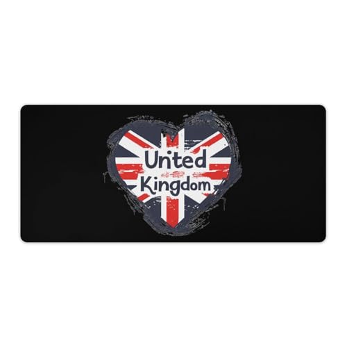 SMAZDFXX Große Schreibtischunterlage/Mauspad mit Aufschrift „I Love United Kingdom, mit Rutschfester Gummiunterseite und genähten Kanten für Gaming-Tastatur von SMAZDFXX