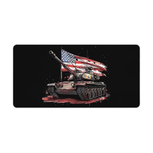 SMAZDFXX Große Schreibtischunterlage/Mauspad mit amerikanischer Panzerflagge, mit Rutschfester Gummiunterseite und genähten Kanten für Gaming-Tastatur von SMAZDFXX