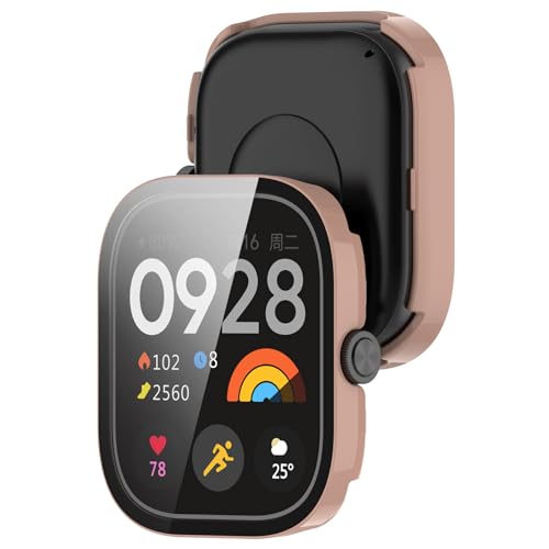 SMYAOSI Silikon Hülle für Xiaomi Redmi Watch 5 Schutzhülle Con Displayschutzfolie, Kratzfest Schutzfolie Bumper Case Ultradünne Stoßfeste Gehäuse für Xiaomi Redmi Watch 5 Smartwatch (2 Stück Rosa) von SMYAOSI